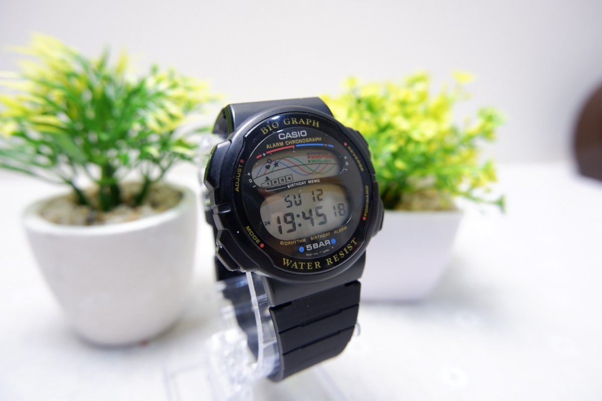 RARE JDM Casio Bio Graph BH-100W Vintage Digital Watch Biorhythm