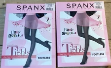 Spanx2 Pair Fabulous Footless High Waisted Pantyhose Tights Black Size F