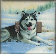 Alaskan Malamute double toggle light switch plate, made in USA