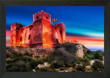 Mellieha Red Tower at sunrise - Mal Framed Wall Art Poster Canvas Print Picture