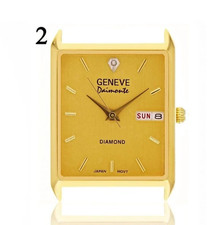 Geneve Rectangle Gold Watch Movement with Diamond