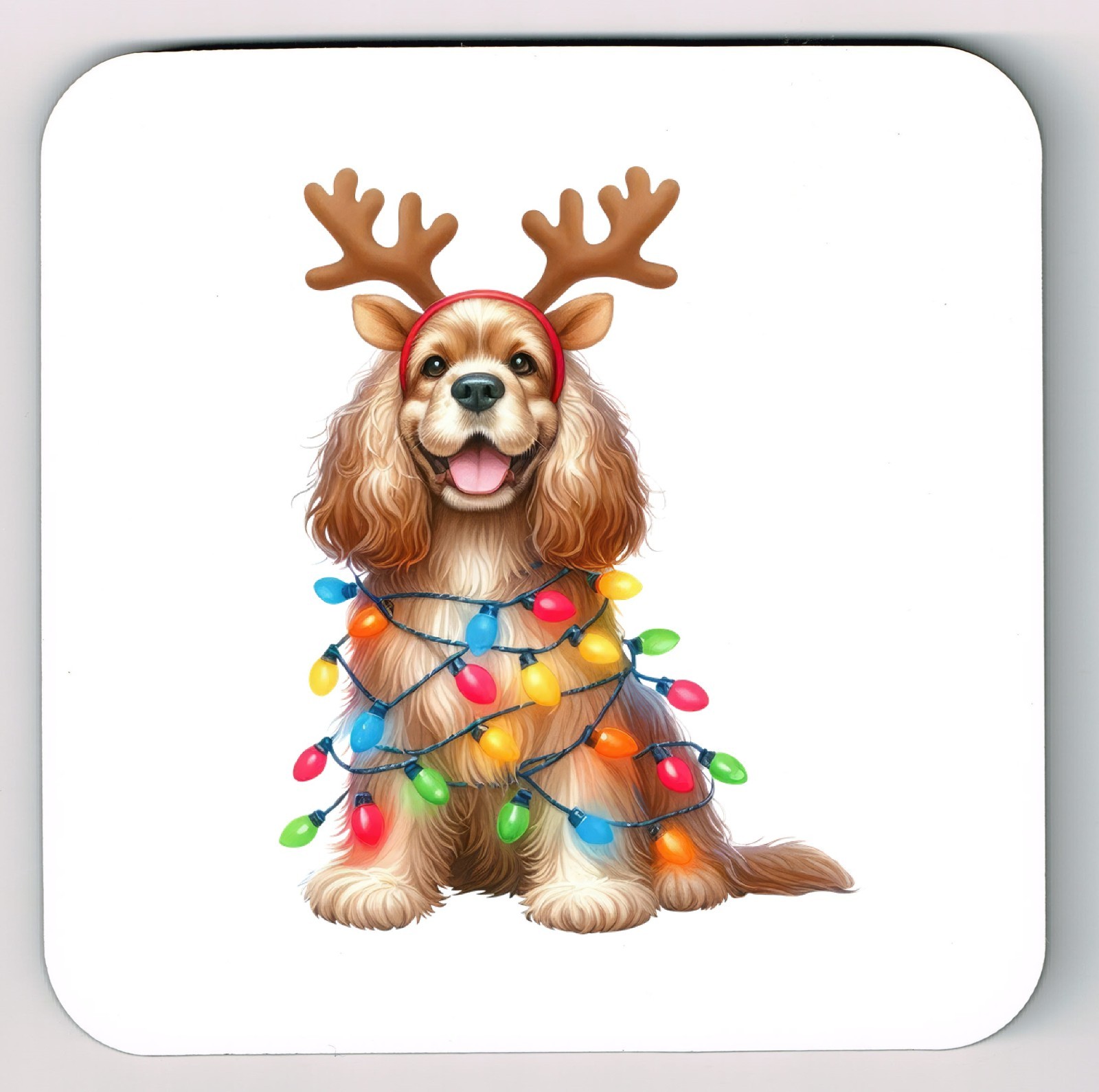 Cocker Spaniel Coaster, Cocker Spaniel Christmas Themed Dog Lovers Coaster