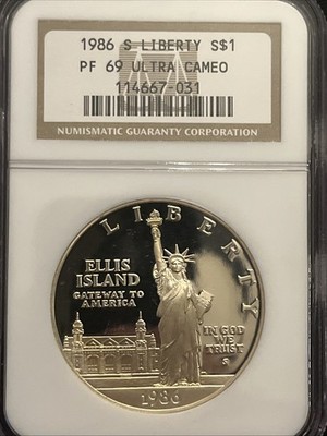 1986 S Statue of Liberty Silver Dollar $1 Coin NGC PF69 Ultra