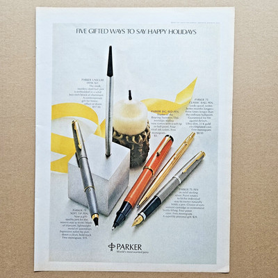 Vintage 1973 Print Ad Parker Pen Holiday Gift Ideas Parker 75 Parker Deskset