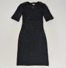 BURBERRY BRIT Grey Business Office Slim Stretch Knit Sweater Dress UK 10 USA 8