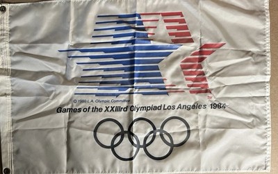 Vintage 1984 Games of The XXIIIrd Olympiad Los Angles Official Olympic Flag