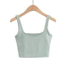 Womens Cotton Stretch Strappy Vest Cami Tank Top Plain Casual Summer Basic TopUK