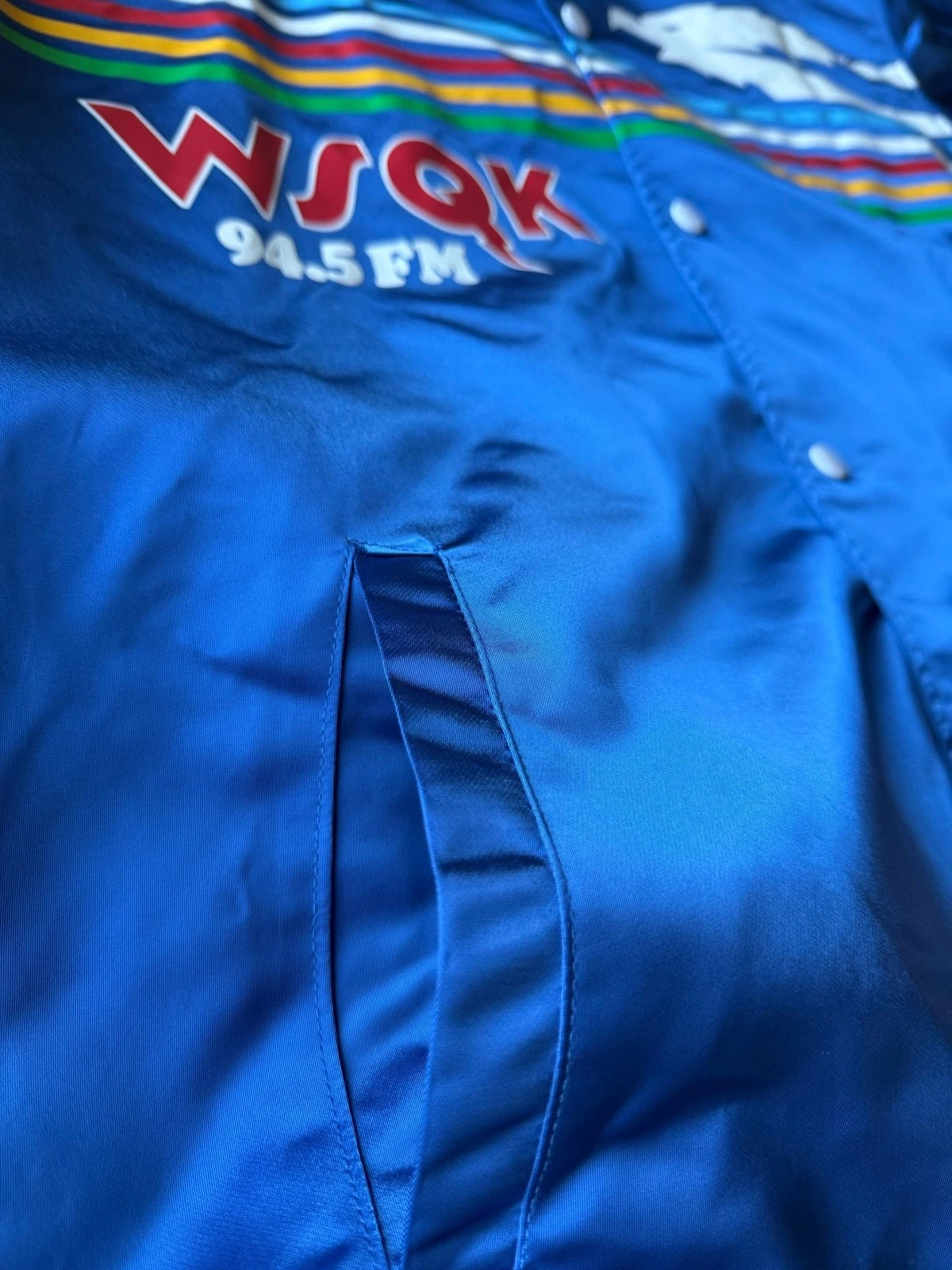Stranger Things Costume WSQK Satin Bomber Jacket • 80s Hawkins Radio Cosplay XL - product detail image 12