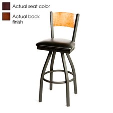 Oak Street Mfg Plain Walnut Wood Back Swivel Barstool w/Wine Vinyl