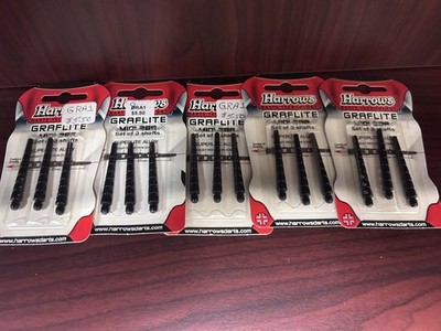 5 sets of Harrows Graflite Midi 2BA Dart Shafts - Black- Free Next Day Shipping!