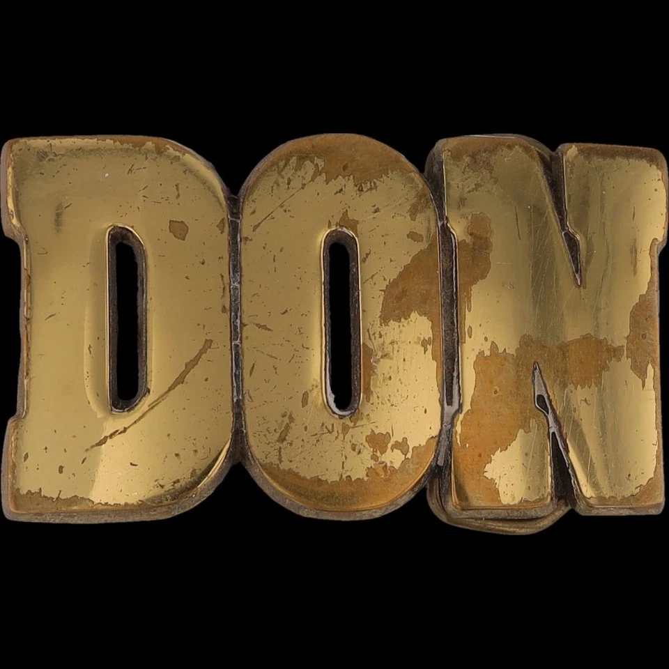 Hebilla de cinturón vintage de latón Don Donald Name retro hippie occidental de la vieja escuela años 70 Foto 3 de 4