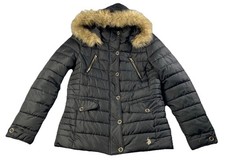 US Polo Assn Puffer Jacket Girls M puffer jacket Removable Faux Fur Hoodie