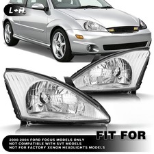 Baleontechnology Fit 2000-2004 Ford Focus Chrome Headlights Assembly Pair Lhrh