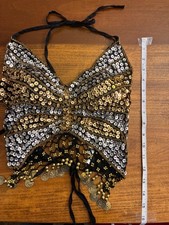 Womens Belly Dance Sequin Halter Top Black Go...