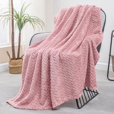 Fleece Throw Blanket for Couch and Bed, 50x70 Inches Soft Cozy Jacquard Flann...