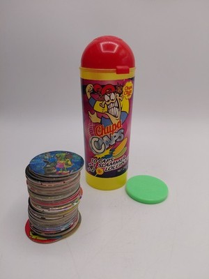    Chupa Chups Caps mit Dose & Slammer Pogs | Vintage 90er | Sammler Konvolut