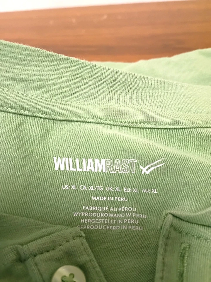 Camisa polo William Rast verde salvia manga corta Henley para hombre talla XL sin cuello Foto 3 de 3