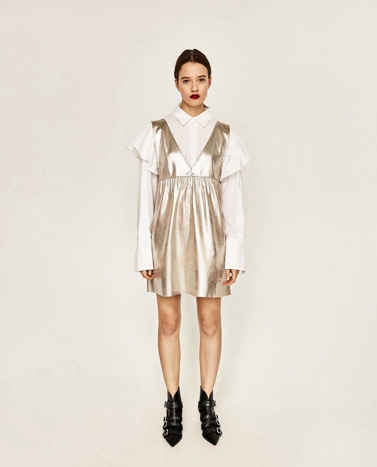 Dress Zara Size S Au 8 10 flare babydoll Sleeveless Metallic Gold eBay