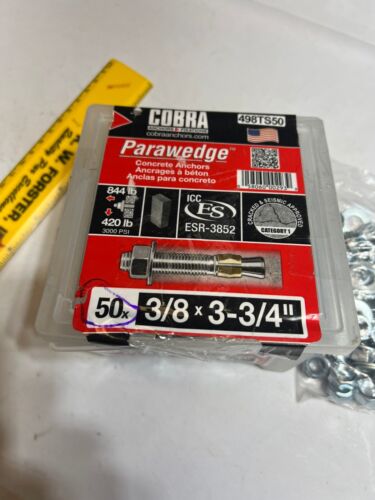 (50-Pk) Cobra Anchors Wedge 3/8" x 3-3/4" 498TS50 CONCRETE ANCHORS FREE SHIP
