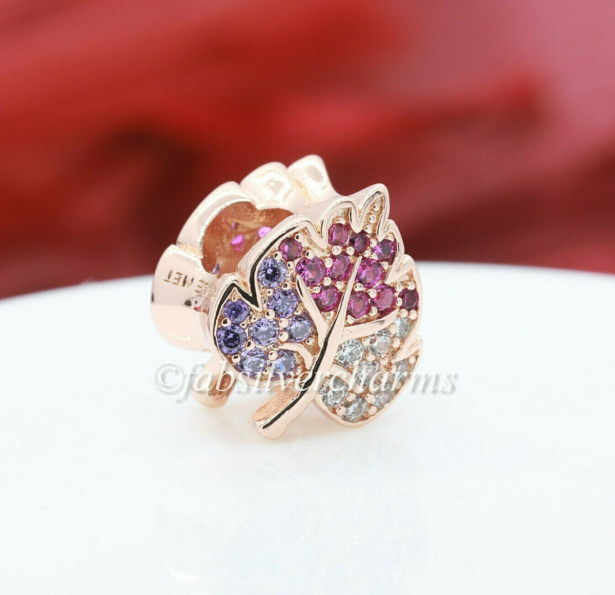 Authentic Pandora Charm Sparkling CZ Pavé Leaf, Rose Gold