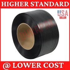1/2" 7200 Ft 600 lbs 8x8 Core Hand Poly Strapping Coil Black Binding Packaging