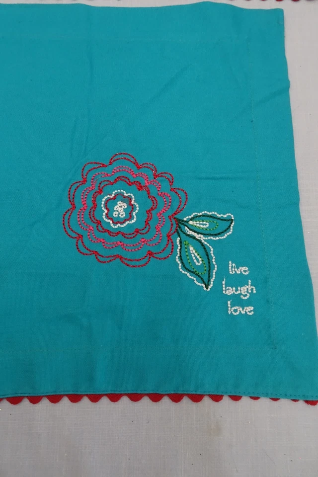 "Juego de 8 servilletas Rick Rack bordadas de algodón marca TAG 10"" cuadradas" Foto 3 de 4