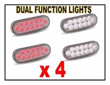 Four 12 Led Trux Dual Function 6 Oval Clear Lens Stt Back-up Kit