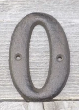 Rustic BROWN Cast Iron Metal House Numbers Street Address # Phone Number 0 Zero