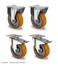 1 set heavy duty castors polyurethane 100 mm wheel transport castors brake roller swivel