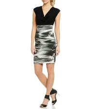 Nicole Miller Collection Distorted Fog Sheath Dress Black White Sz 6 NWT $430