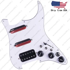 Guitar HSS Loaded Prewire Pickguard Multi Switch Coil Splitting For ST Black&Red