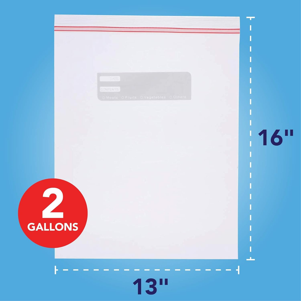 2 Gallon Zipper Bags Reclosable Storage and Freezer Bags Premium