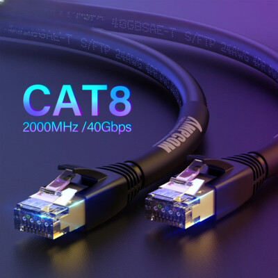 Ethernet Cable, High Speed   24AWG Patch Cable 40Gbps 2000Mhz RJ45 Connector New