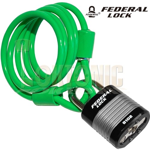 Federal Green Bike Bicycle Security 6.3mm Spiral Steel Cable Chain And
