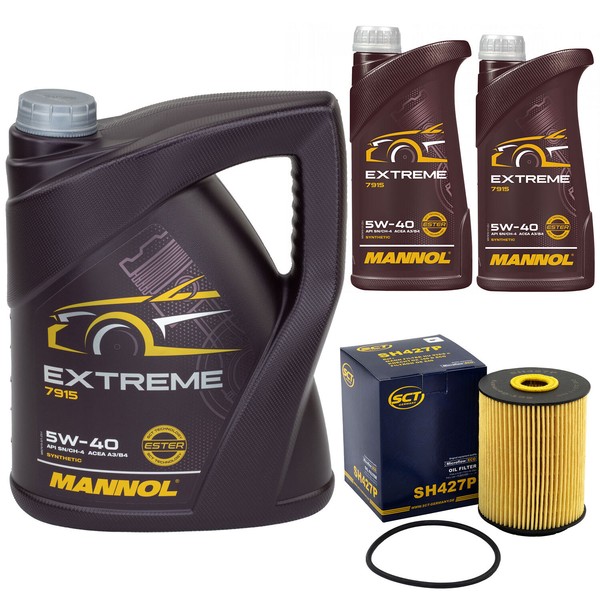 MotoröL Set Mannol Extreme 5W-40 Api 7 Liter + ÖLfilter FüR Mercedes Porsche Vw-image
