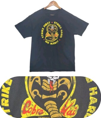 Cobra Kai Tee Shirt Mens Large Black Strike First No Mercy Short Sleeve Graphic