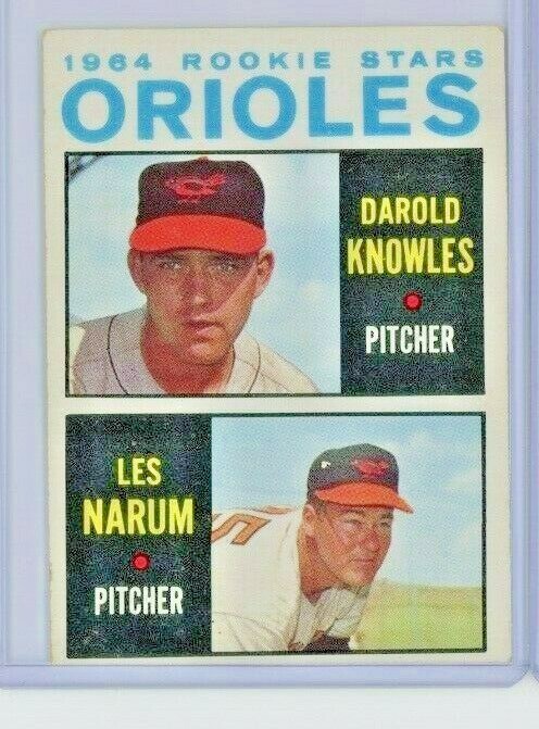 1964 Topps Baltimore Orioles Rookie Stars Darold Knowles / Les Narum RC #418