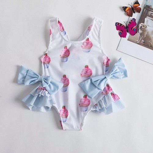 Summer 1-5 years Girls Swimsuit One Piece Swimsuit Flower Leopard Printing - Picture 2 of 25