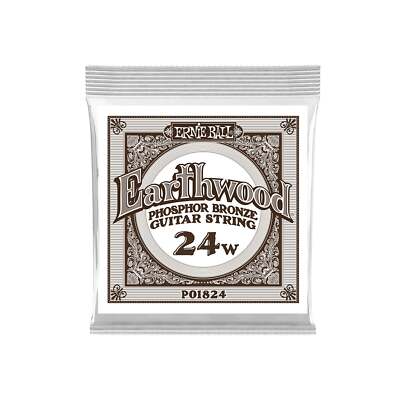 Ernie Ball 1824 Earthwood Phosphor Bronze Nickel Wound Single String - .024