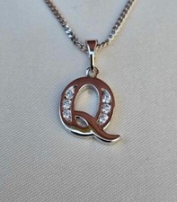 Image of 925 Sterling Silver “Initial Q“ Necklace Chain 18” Bridesmaid,present ,birthday