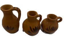 3 Miniature Terracotta Pitchers 1 In - 2 In