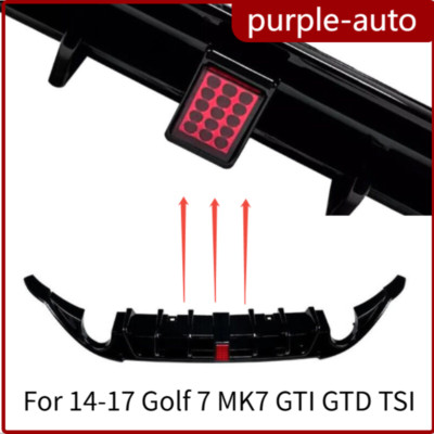 For 14-17 Golf 7 MK7 GTI GTD TSI Blk Rear Bumper Diffuser Lip W/ Light Body kit 