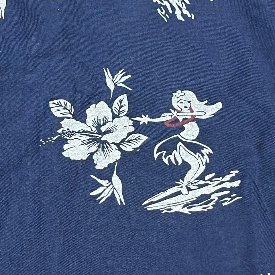 Free Planet Hawaiian Button Up Shirt Short Sleeve Hulu Dancer￼ Print Mens XL - Image 3 of 4