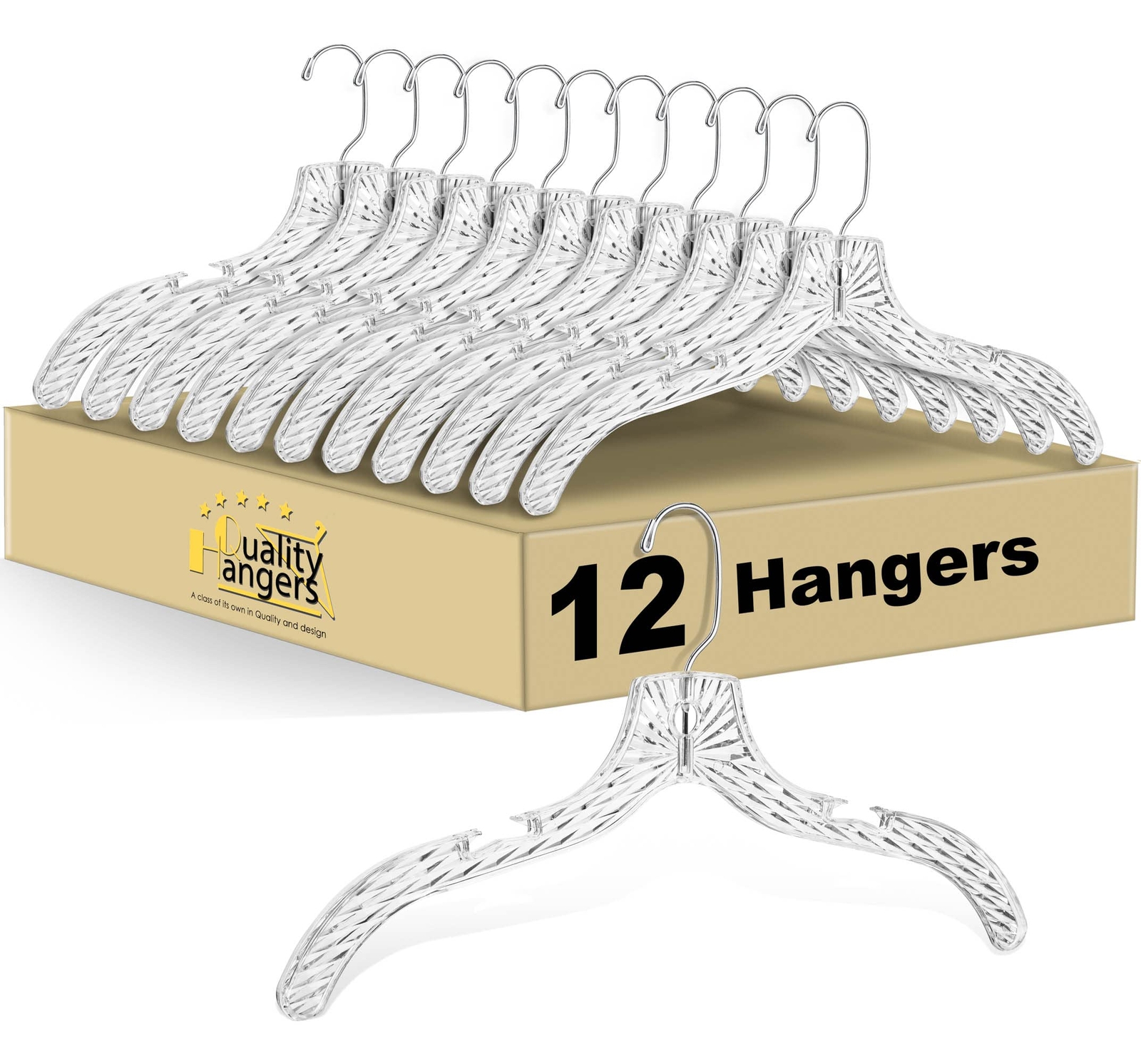 Crystal Clear Plastic Hangers 12 Pack for Closet Organization and Storage-image