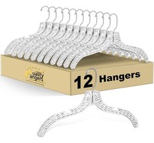 Quality Hangers Clear Plastic Hangers 12 Pack - Crystal Cut Hangers for Clothes