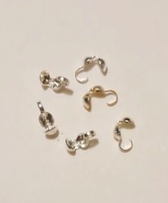 10 Sterling Silver Crimp Bead Covers with Link, 3mm