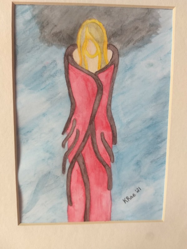 Original Artwork Painting, Matted "Inocculation" 5"x 7" signed Outsider Art