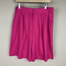 Vintage Womens Size L Pink High Waisted Pleated Front Shorts