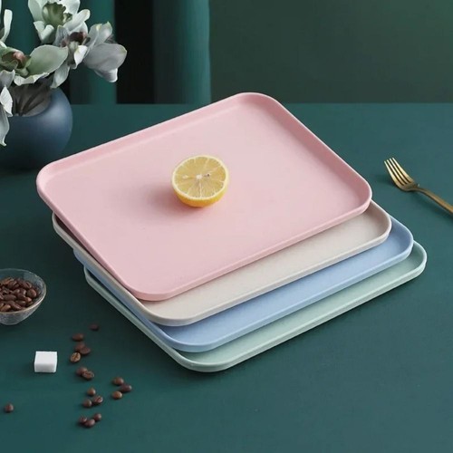 Large Capacity Wheat Straw Storage Tray Plastic Fruit Salad Tray Hotel - Picture 5 of 22