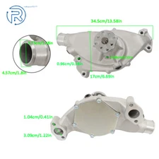 Straight Impeller High Volume Aluminum Short Water Pump Satin For Chevy BBC 454